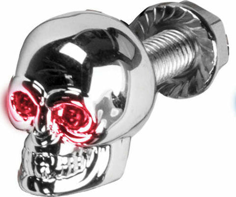 HARDDRIVE LIGHTED SKULL LIC PLATE SCREW RED H040078