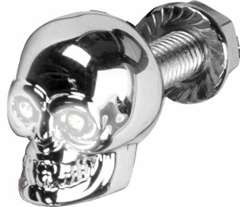 HARDDRIVE LIGHTED SKULL LIC PLATE SCREW WHITE H040081