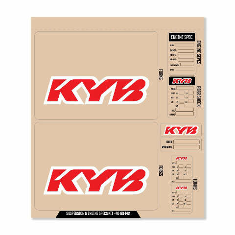 D-COR KYB DECAL KIT RED KYB FORK/SHOCK/ENG SPEC 40-80-142