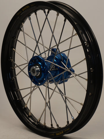 DUBYA FRONT WHEEL 1.40 X 14 BLUE HUB BLACK RIM 56-3166DB