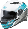 GMAX FF-98 FULL-FACE OSMOSIS HELMET MATTE WHT/TEAL/GREY MD F1983205