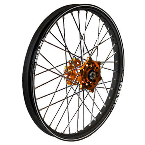DUBYA FRONT WHEEL 1.40 X 14 ORANGE HUB BLACK RIM 56-3166OB