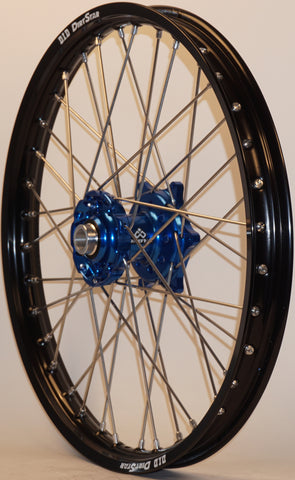 DUBYA FRONT WHEEL 1.60 X 21 BLUE HUB BLACK RIM 56-4070DB