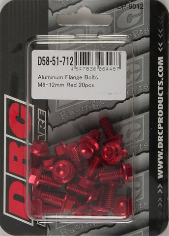 DRC ALUMINUM FLANGE BOLTS RED M6X12MM 20/PK D58-51-712