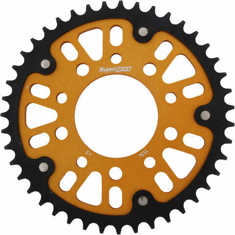 SUPERSPROX REAR STEALTH SPROCKET ALU/STL 43T-530 GLD HON/TRI RST-1334-43-GLD