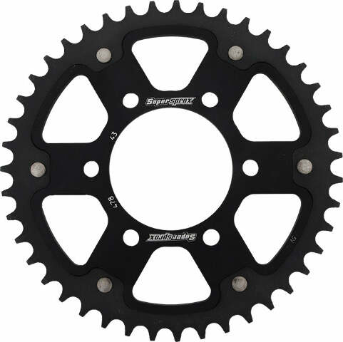 SUPERSPROX REAR STEALTH SPROCKET ALU/STL 43T-520 BLK KAW RST-478-43-BLK