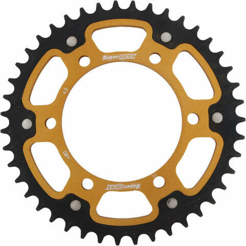 SUPERSPROX REAR STEALTH SPROCKET ALU/STL 43T-525 GLD SUZ/YAM RST-480-43-GLD