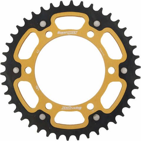SUPERSPROX REAR STEALTH SPROCKET ALU/STL 42T-520 GLD HON/KAW RST-486-42-GLD