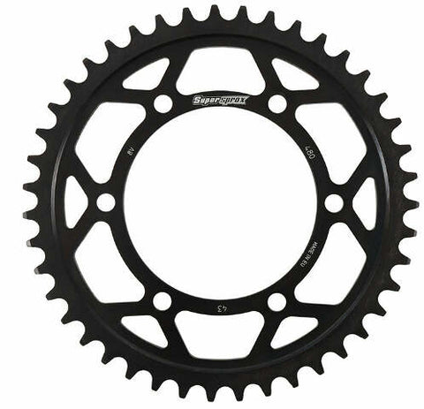 SUPERSPROX REAR EDGE SPROCKET STEEL 43T-525 BLK SUZ/YAM RFA-480-43-BLK