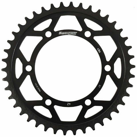 SUPERSPROX REAR EDGE SPROCKET STEEL 42T-520 BLK HON/KAW/SUZ/YAM RFA-486-42-BLK