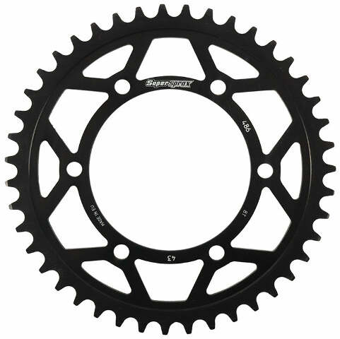 SUPERSPROX REAR EDGE SPROCKET STEEL 43T-520 BLK HON/KAW/SUZ/YAM RFA-486-43-BLK