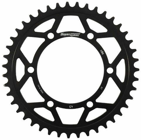 SUPERSPROX REAR EDGE SPROCKET STEEL 43T-520 BLK HON/KAW/SUZ/YAM RFA-486-43-BLK