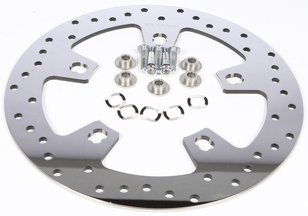 HARDDRIVE FRONT DRILLED BRAKE ROTOR POLISHED TOURING 14-UP 144154