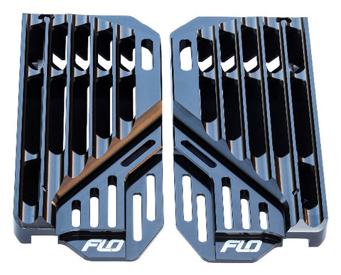 FLO MOTORSPORTS HIGH FLOW RADIATOR BRACES BLACK FLO753-3BLK