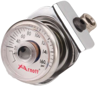 ARNOTT PRESSURE GAUGE & BRACKET CHROME K-2636