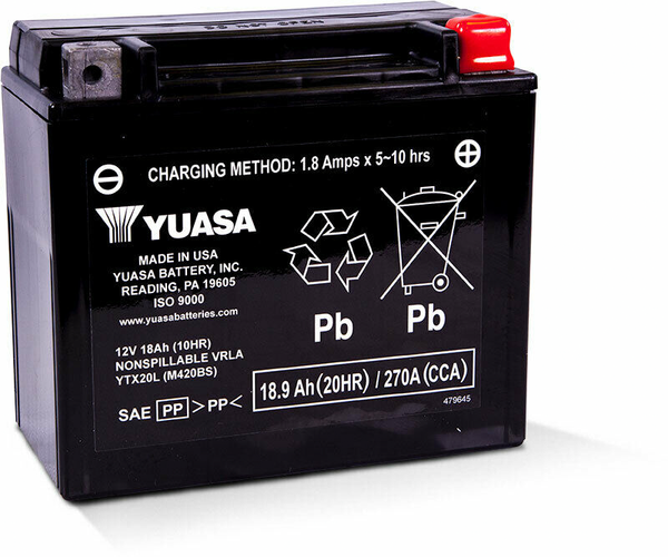YUASA BATTERY YTX20L SEALED FACTORY ACTIVATED YUAM420BS