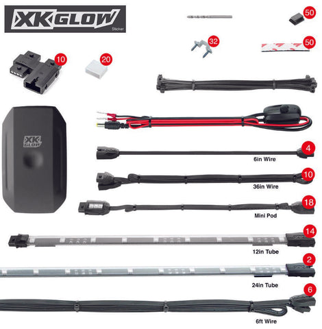 XK GLOW 34PC XKCHROME RGB UTV KIT XK-UTV-ADV