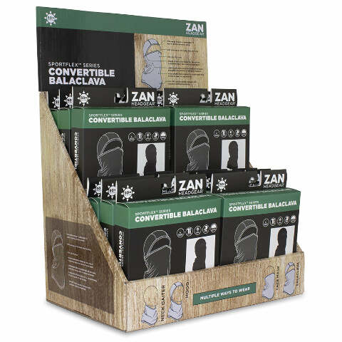 ZAN SPORTFLEX SERIES CONVERTIBLE BALACLAVA PRE-PACK BLACK 12 PC DISPF-ZCBSFKBK