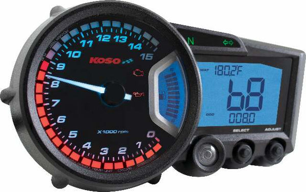 KOSO GP STYLE MULTI-FUNCTION GAUGE RX-2 BLACK PANEL BA010001