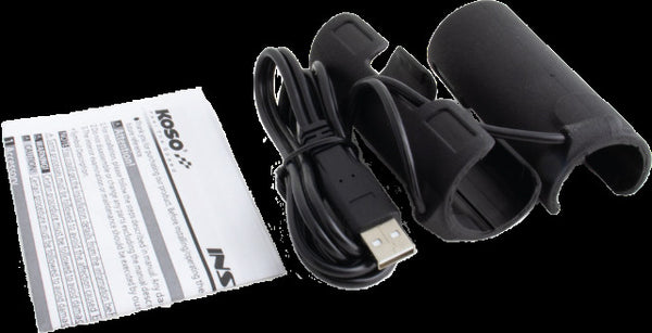 KOSO X-CLAWS HEATED GRIPS CLAMP-ON SLEEVE USB BLACK AX120000