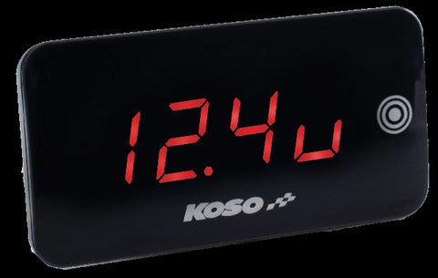 KOSO SUPER SLIM TOUCH SCREEN VOLT & TEMP GAUGE RED DISPLAY BA068041
