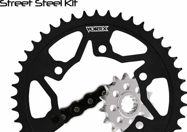 VORTEX SPROCKET/CHAIN KIT STL/STL 16/45T SIL SX3 525-108L BLK CK2127