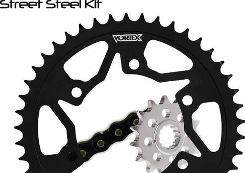 VORTEX SPROCKET/CHAIN KIT STL/STL 16/45T SIL SX3 525-108L BLK CK2127