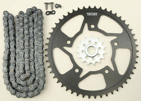 VORTEX SPROCKET/CHAIN KIT STL/STL 15/50T SIL SX3 520-116L BLK CK6321