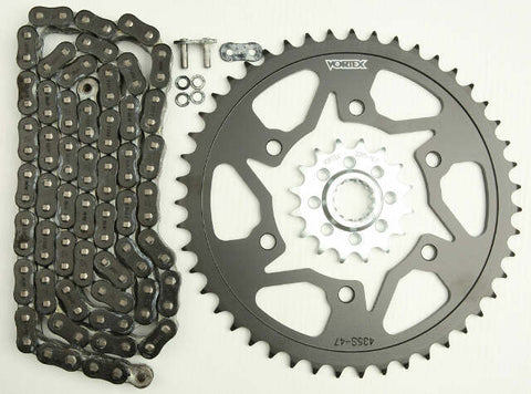 VORTEX SPROCKET/CHAIN KIT STL/STL 16/47T SIL RX3 520-118L BLK CK6362