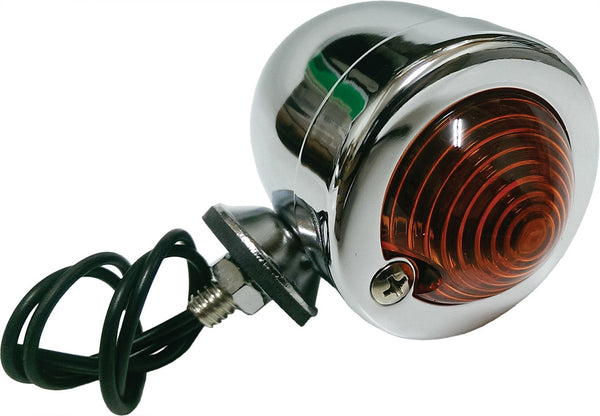 HARDDRIVE CHROME BULLET MARKER LIGHT AMBER LENS DUAL FILAMENT 28005
