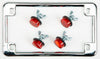 CHRIS PRODUCTS LICENSE PLATE FRAME W/4 RED REFLECTORS CHROME 0602