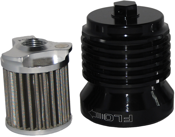 PCRACING FLO REUSABLE STEEL OIL FILTER HD BLACK PCS4B