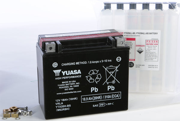 YUASA BATTERY YTX20H-BS MAINTENANCE FREE YUAM62RBH