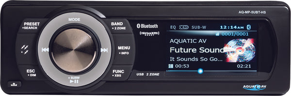 AQUATIC AV BLUETOOTH USB/MP3 MEDIA PLAYER SIRIUS/XM READY AQ-MP-5UBT-HS