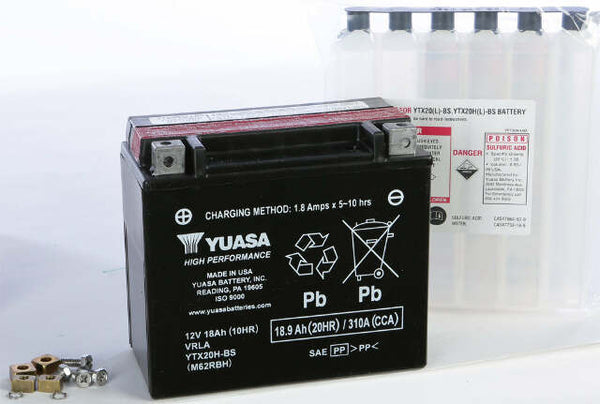 YUASA BATTERY YTX20H-BS MAINTENANCE FREE YUAM62RBH
