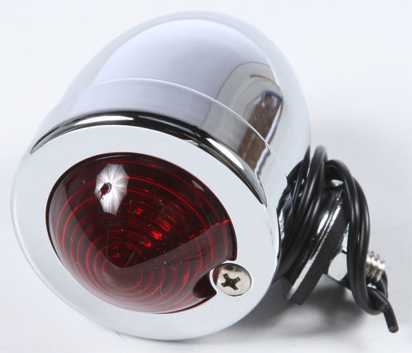 HARDDRIVE CHROME BULLET MARKER LIGHT RED LENS DUAL FILAMENT 201038