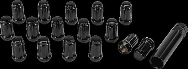 SEDONA 16/PK 12MMX1.25 TAPERED LUG NUTS 60' SPLINED BLACK RLUG-CS19B