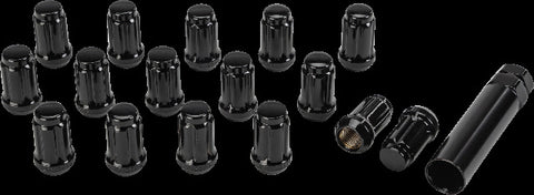 SEDONA 16/PK 12MMX1.25 TAPERED LUG NUTS 60' SPLINED BLACK RLUG-CS19B