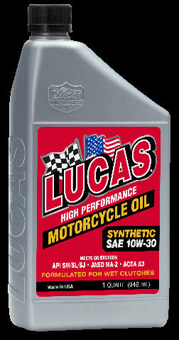 LUCAS SYNTHETIC HIGH PERFORMANCE OIL 10W-30 1QT 10708
