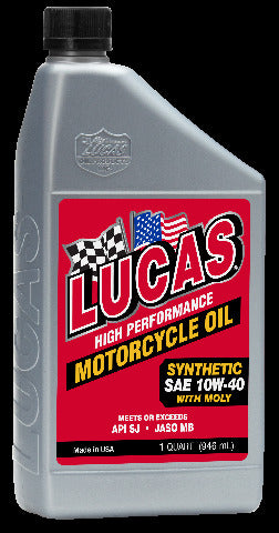 LUCAS SYNTHETIC HIGH PERFORMANCE 4T OIL W/MOLY 10W-40 1QT 10777