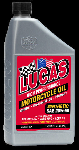 LUCAS SYNTHETIC HIGH PERFORMANCE OIL 20W-50 1QT 10702