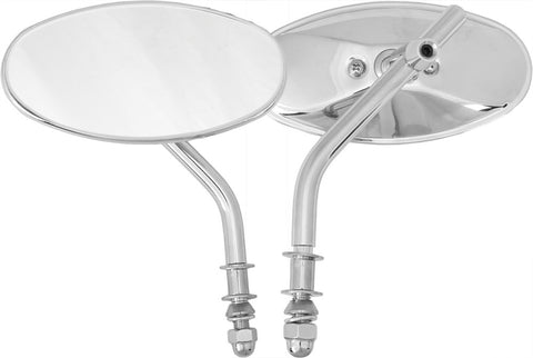 HARDDRIVE CHROME OVAL MIRROR SHORT STEM 153081