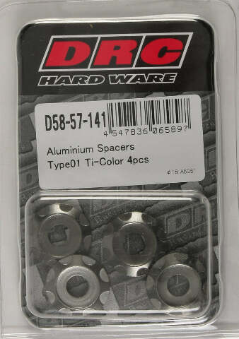 DRC ALUMINUM SPACERS TYPE 1 TITANIUM M6X12MM 4/PK D58-57-141