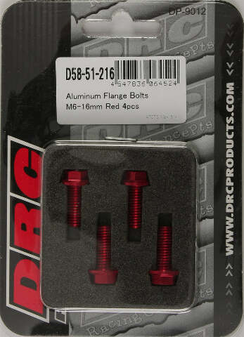 DRC ALUMINUM FLANGE BOLTS RED M6X16MM 4/PK D58-51-216