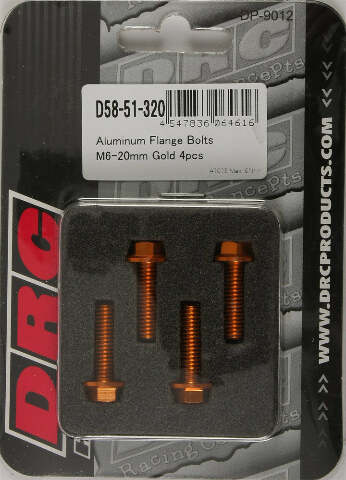 DRC ALUMINUM FLANGE BOLTS GOLD M6X20MM 4/PK D58-51-320