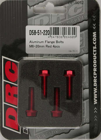 DRC ALUMINUM FLANGE BOLTS RED M6X20MM 4/PK D58-51-220