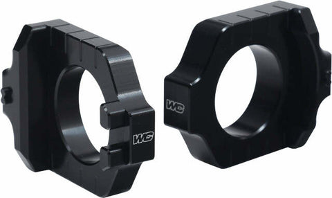 WORKS AXLE BLOCKS ELITE KAW/SUZ BLACK 17-245