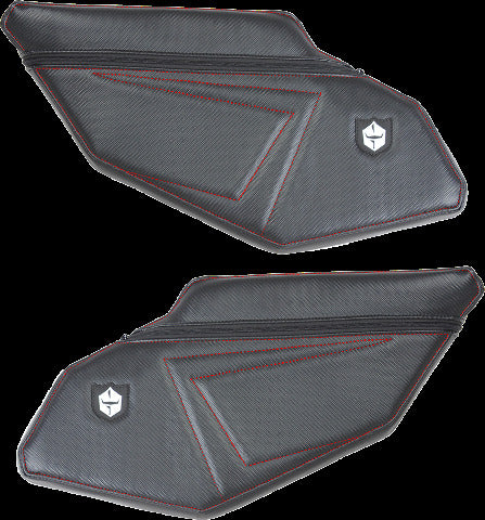 PRO ARMOR STOCK REAR DOOR KNEE PADS WITH STORAGE RED STITCHING POL P1910Y331RD