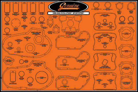 JAMES GASKETS GASKET DISPLAY BOARD EVO '86-03 99000-EVXL