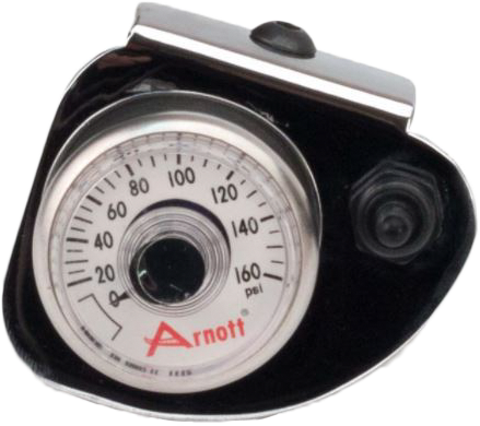 ARNOTT PRESSURE GAUGE & BRACKET W/TOGGLE SWITCH CHROME K-2638